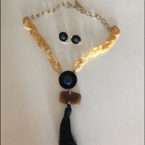 Chico’s navy necklace & earings